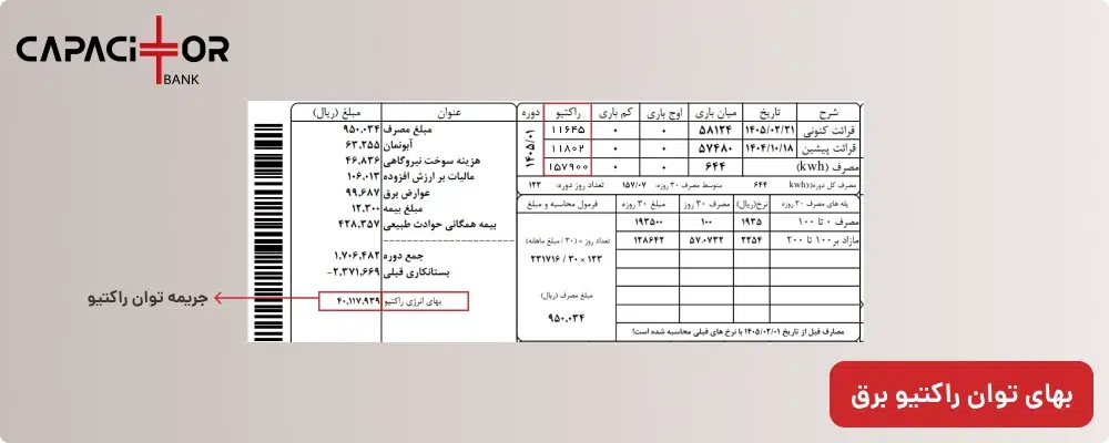 راهنمای تصویری خواندن قبض برق و تشخیص جریمه توان راکتیو