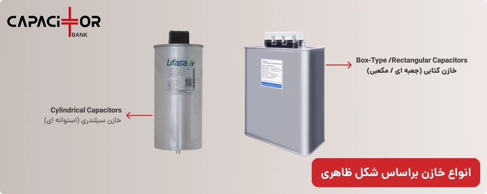 انواع خازن سه فاز سیلندری و کتابی